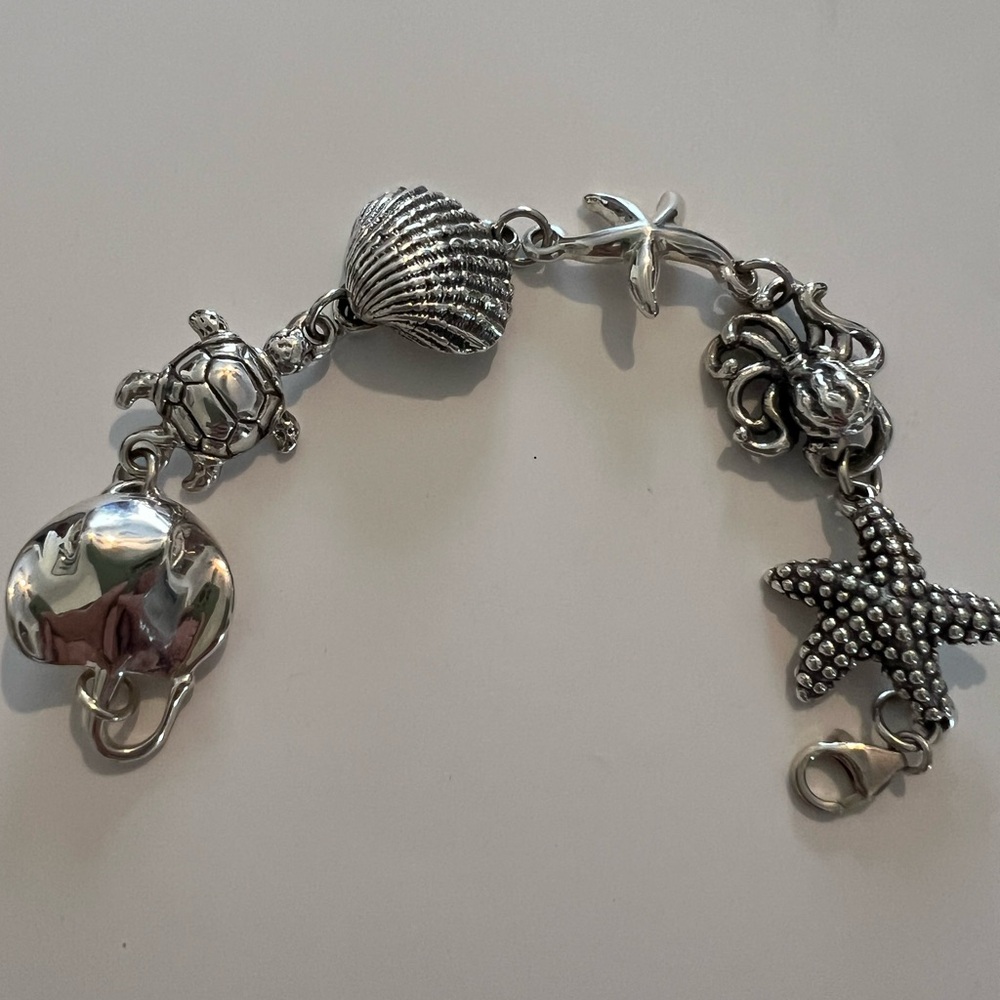 925 Silver Starfish, Octopus, Shell,Turtle,Stingray Bracelet (See Description)